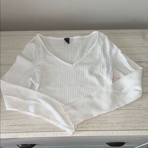 SHEIN White Ribbed Fitted Long Sleeve